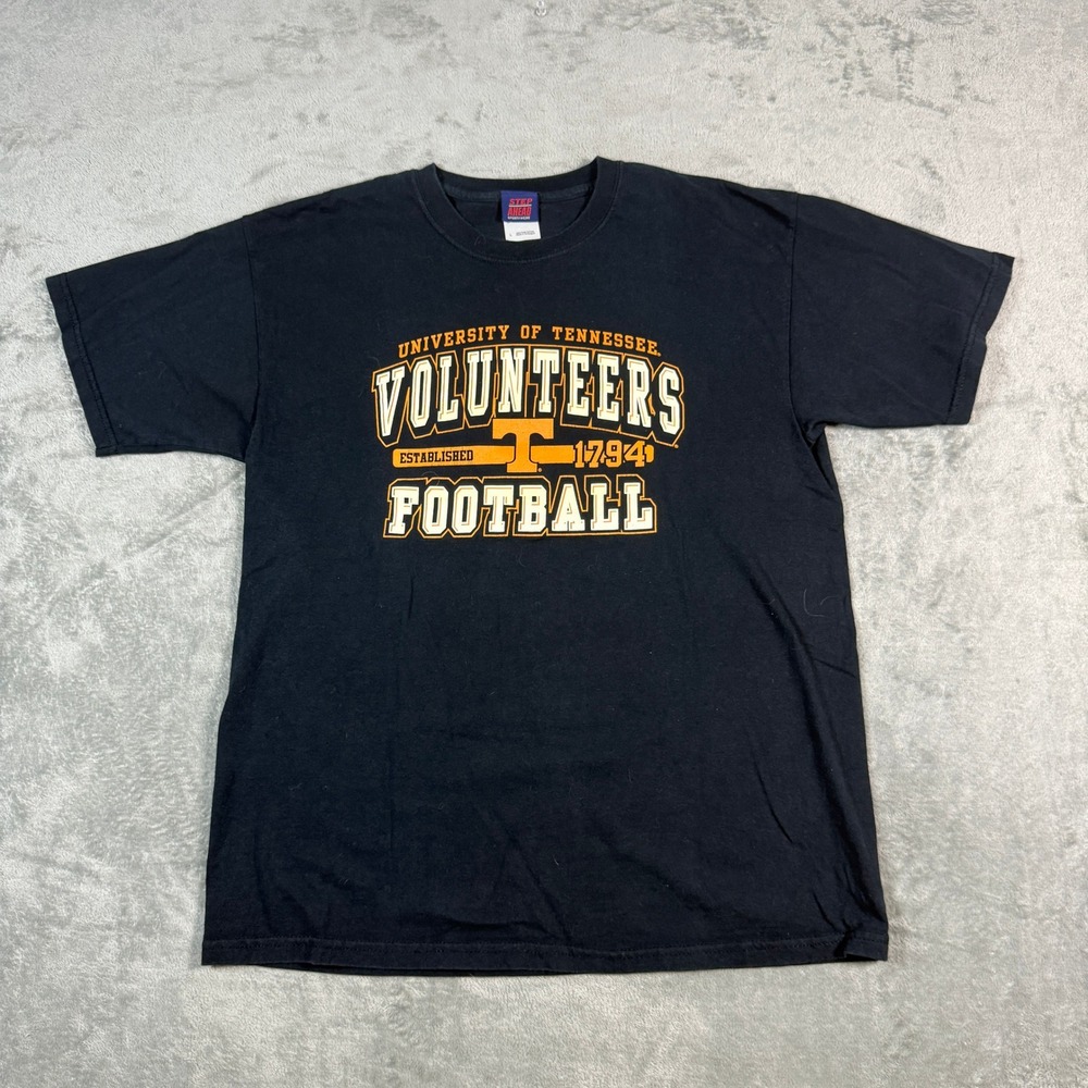 Step Ahead Mens L University of Tennessee Volunteers Football T-Shirt Black Tee